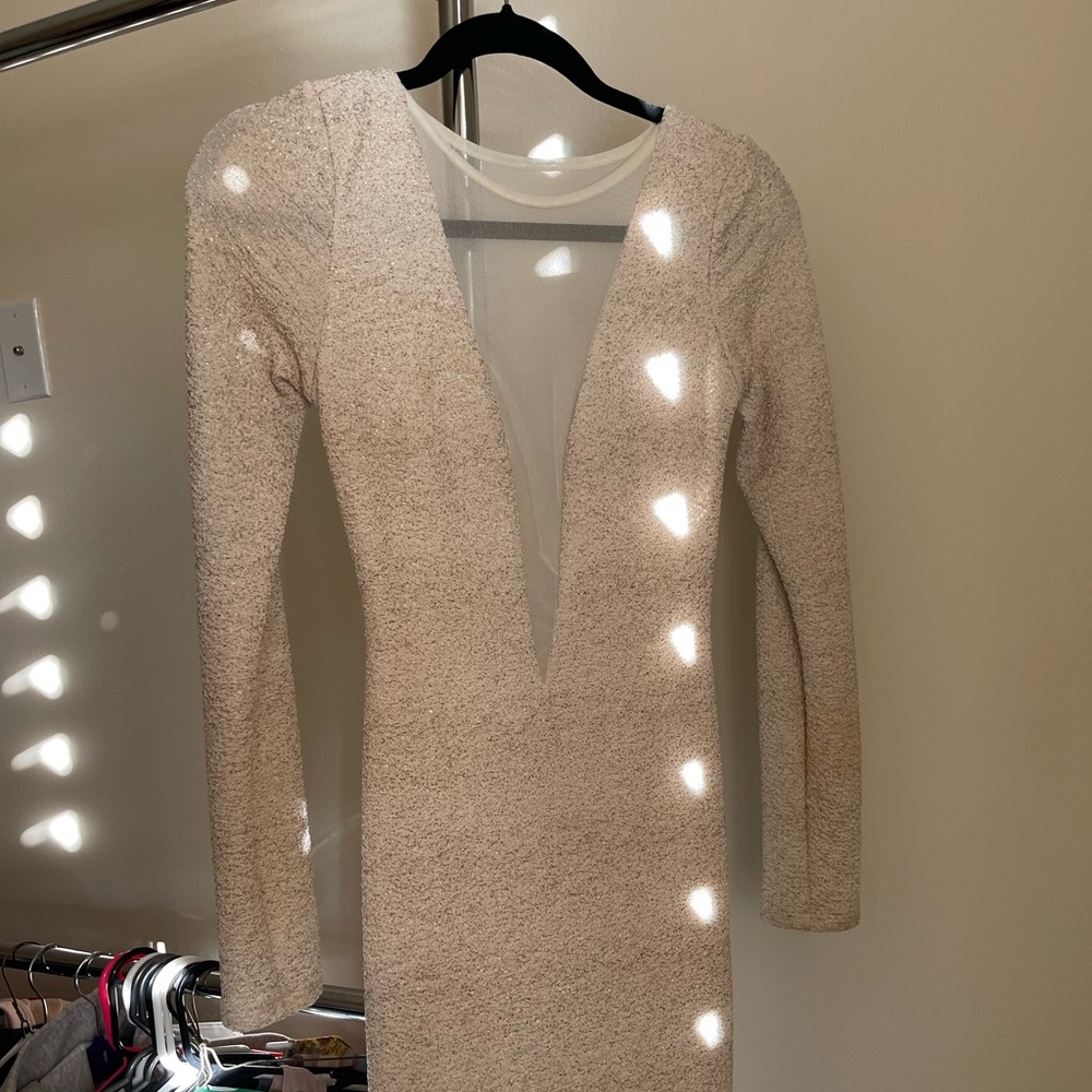 Arden B peach sparkly mesh dress size Xs